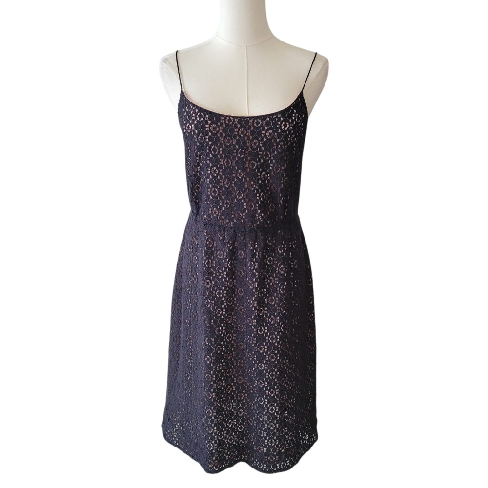 J. Crew Black Lace Overlay‎ Slip Dress Size 12